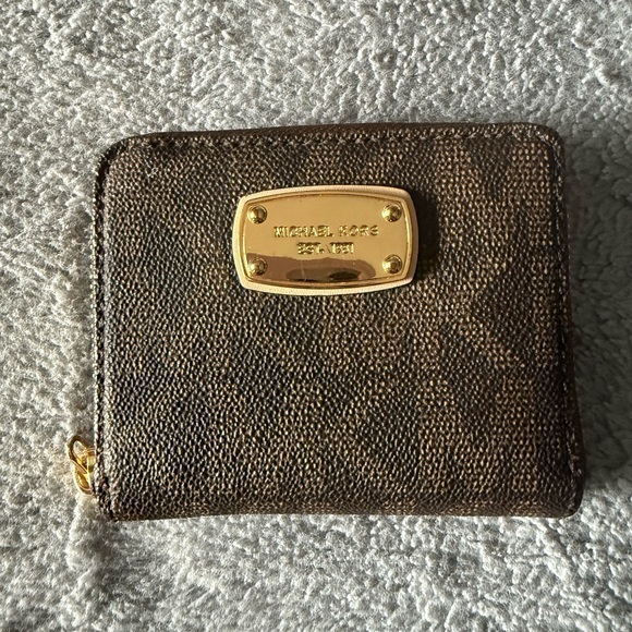 Michael Kors Brown and Gold Wallet with Signature Monogram - Picture 1 of 6